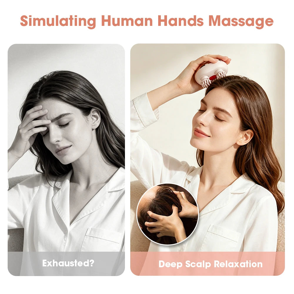 2-Speed Electric Cat Head Scratcher With 4 Claws Red Light Therapy For Scalp Massage Pet Stress Relief Handheld Hair Relaxation Peaceful Pleasures Health and Wellness