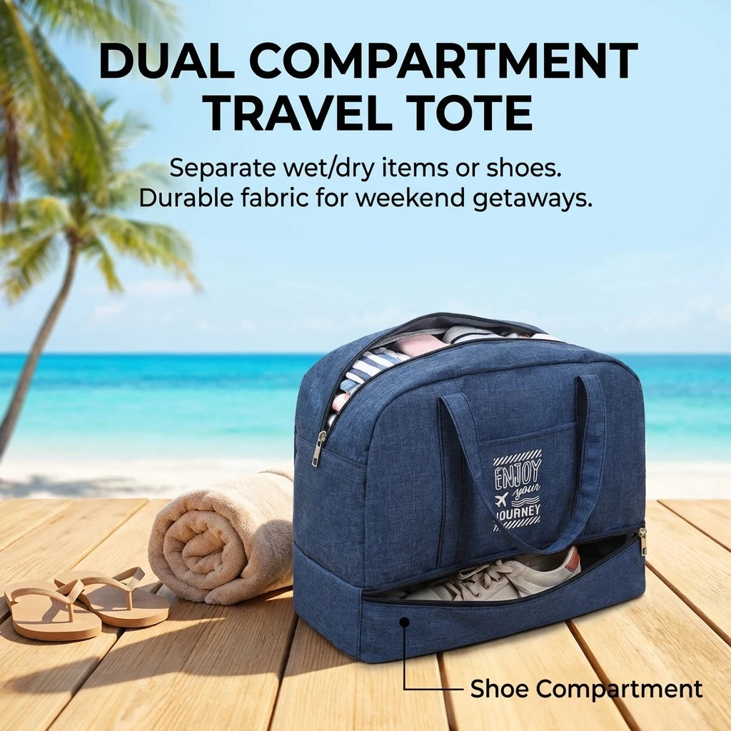 Men's Travel Bag Waterproof Oxford Cloth Large Capacity Double Layer Design for Business and Travel Peaceful Pleasures Health and Wellness