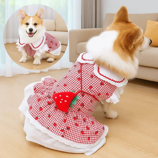 Strawberry Pet Dress – Soft Summer Skirt for Cats & Puppies Pet Dress Oasis Select