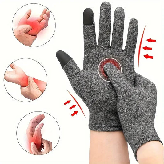 1Pair Unisex Compression Arthritis Gloves, Touch Screen Full Finger Gloves, Compression Gloves, For Therapy, Rehabilitation Peaceful Pleasures Health and Wellness