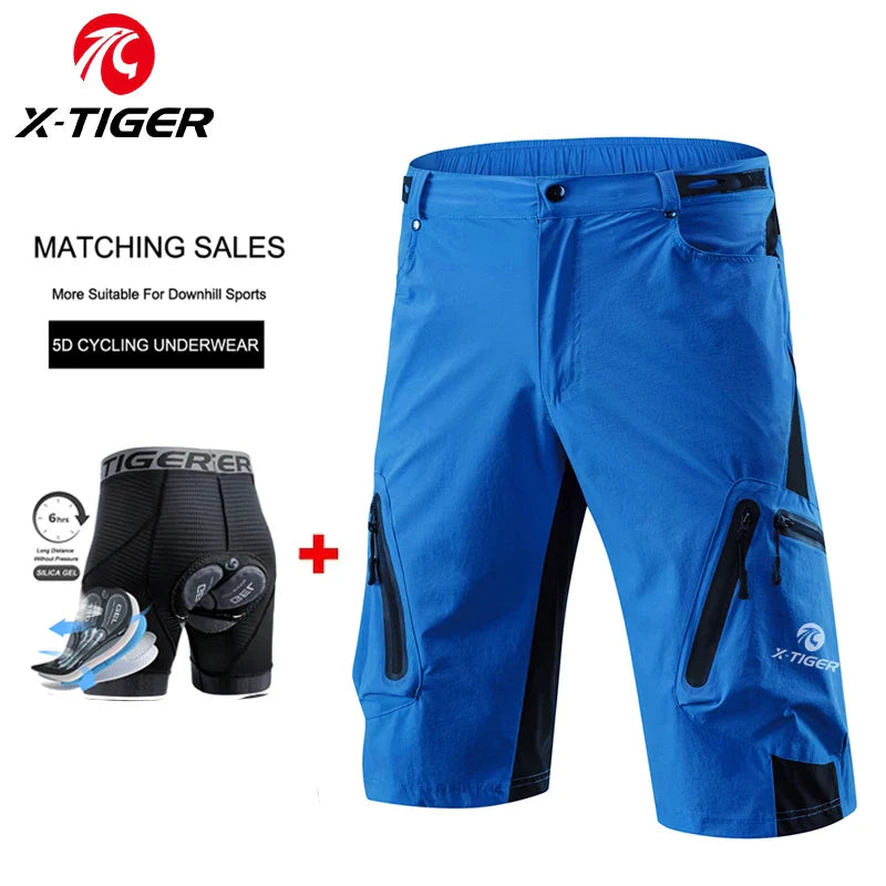 X-TIGER Men's MTB Bike Shorts | Gel Pad, Waterproof, Multi-Pocket