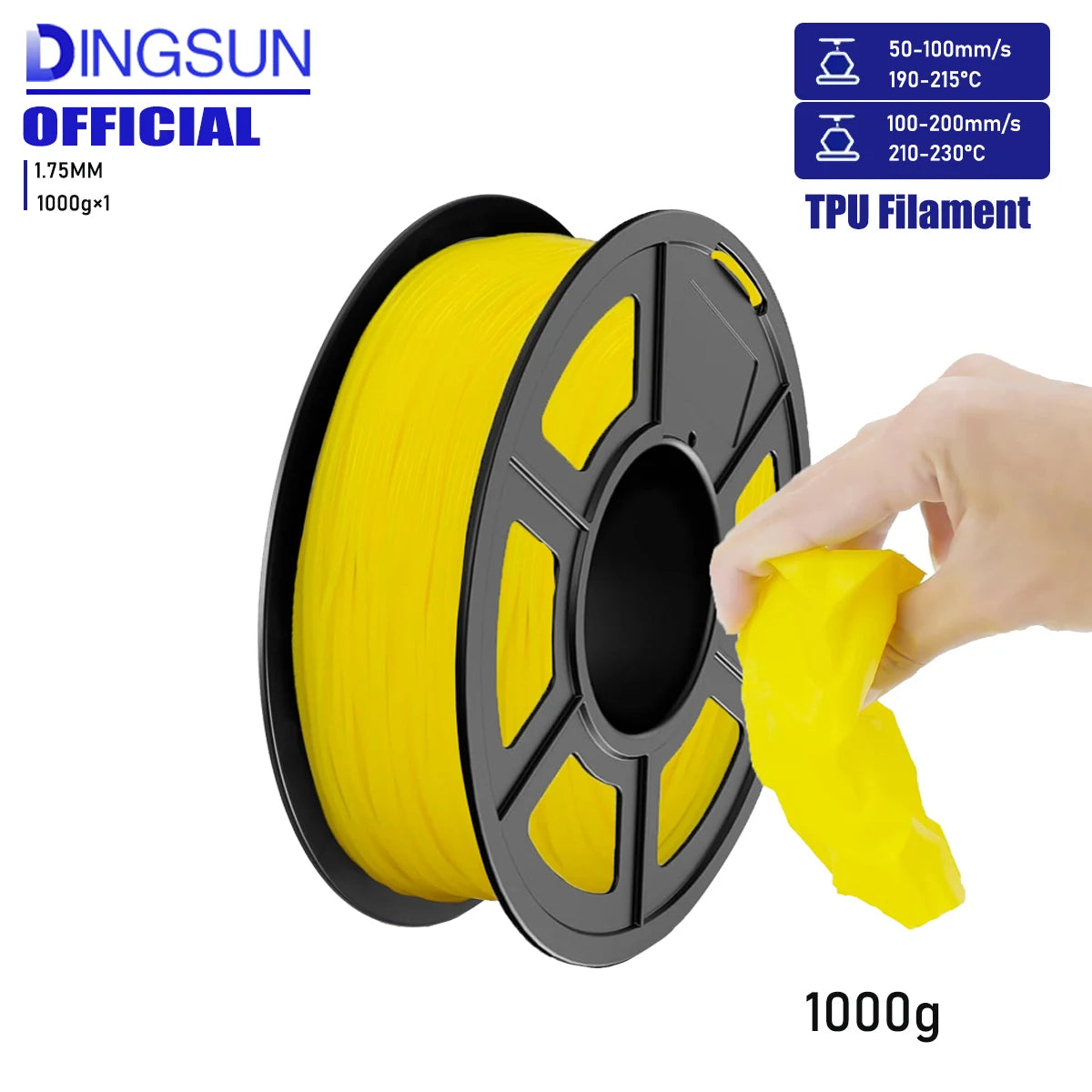 DINGSUN TPU Filament 1.75mm 98A Flexible 3D Printing 250g–1kg