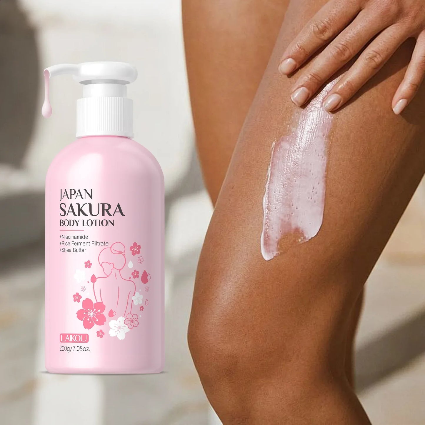 LAIKOU Cherry Blossom Body Lotion – 24H Sakura Moisturizer