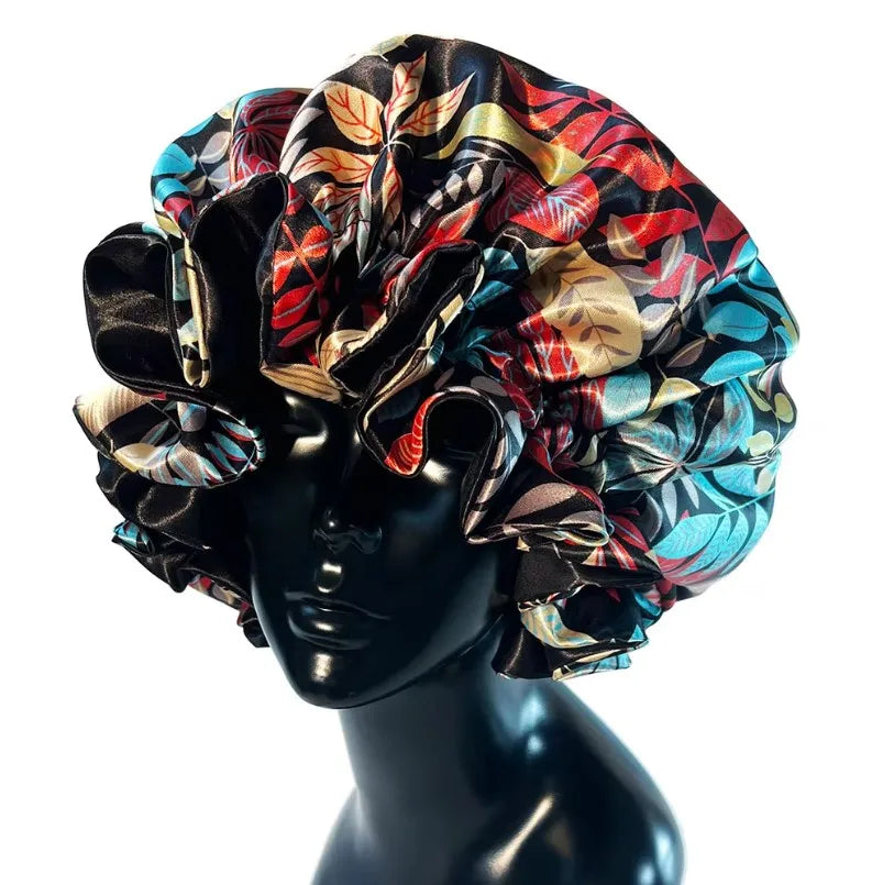 Large Satin Sleep Bonnet Cap – Silky Night Hair Cover Women