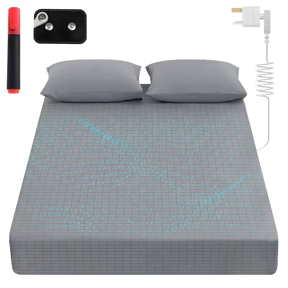 Grounding Fitted Sheets 10% Silver Fiber Bed Sheet Conductive Bedsheet Anti-ESD Release Pressure Improve Sleep Keep Health ﻿ Peaceful Pleasures Health and Wellness UK plug Grey Queen 153x203x38CM