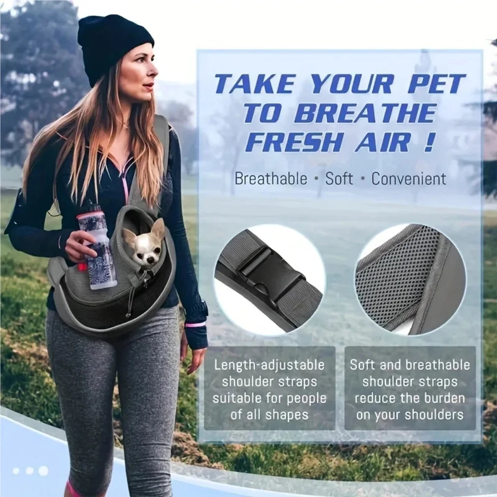 Breathable Mesh Dog & Cat Sling Carrier – Travel Crossbody Bag