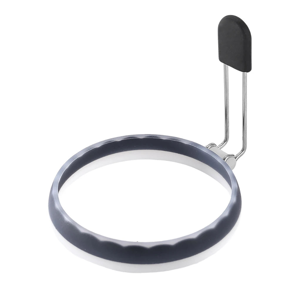 New Silicone Nylon Egg Ring Round Omelette Burger Patty Mold Translucent Frying Baking Practical Tool Sense of Ritual Egg Ring Peaceful Pleasures Health and Wellness black