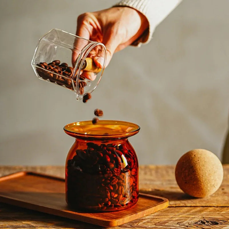 Coffee Bean Storage Jar Retro Sealed Food Grade Glass Coffee Powder Preservation Large Capacity Storage Bottle Peaceful Pleasures Health and Wellness