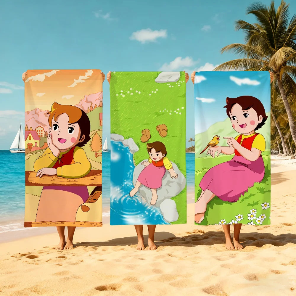 Anime Heidi Cute Quick-Dry Beach Towel | Soft Pool & Travel Quick-Dry Beach Towel Peaceful Pleasures Health and Wellness