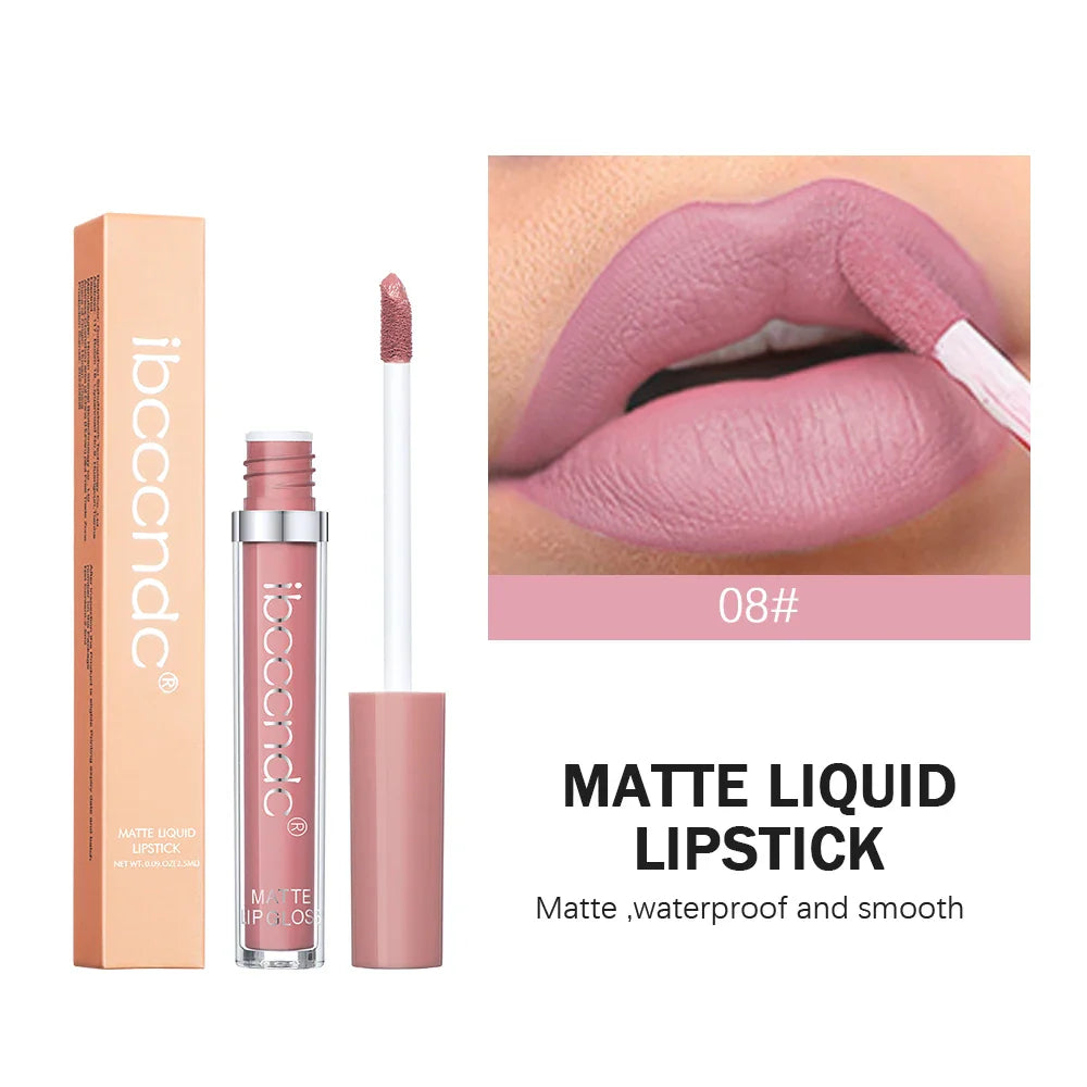 ibcccndc 12-Color Matte Velvet Liquid Lipstick | 12Hr Wear