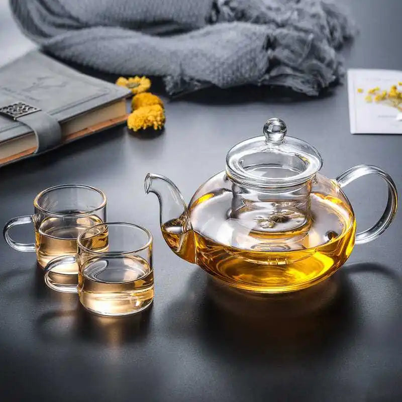 600/800/1000ml Heatable Glass Tea Set Filterable Heat-resistant Thickened Glass Teapot High Borosilicate Glass Flower Tea Pot Peaceful Pleasures Health and Wellness