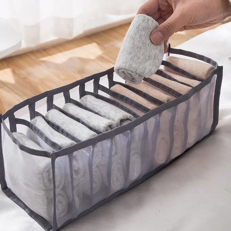 11 Compartment Home Collapsible Underwear Storage Box Nylon Organizing Dormitory Storage Bra Organizing Breathable Mesh Bag Peaceful Pleasures Health and Wellness