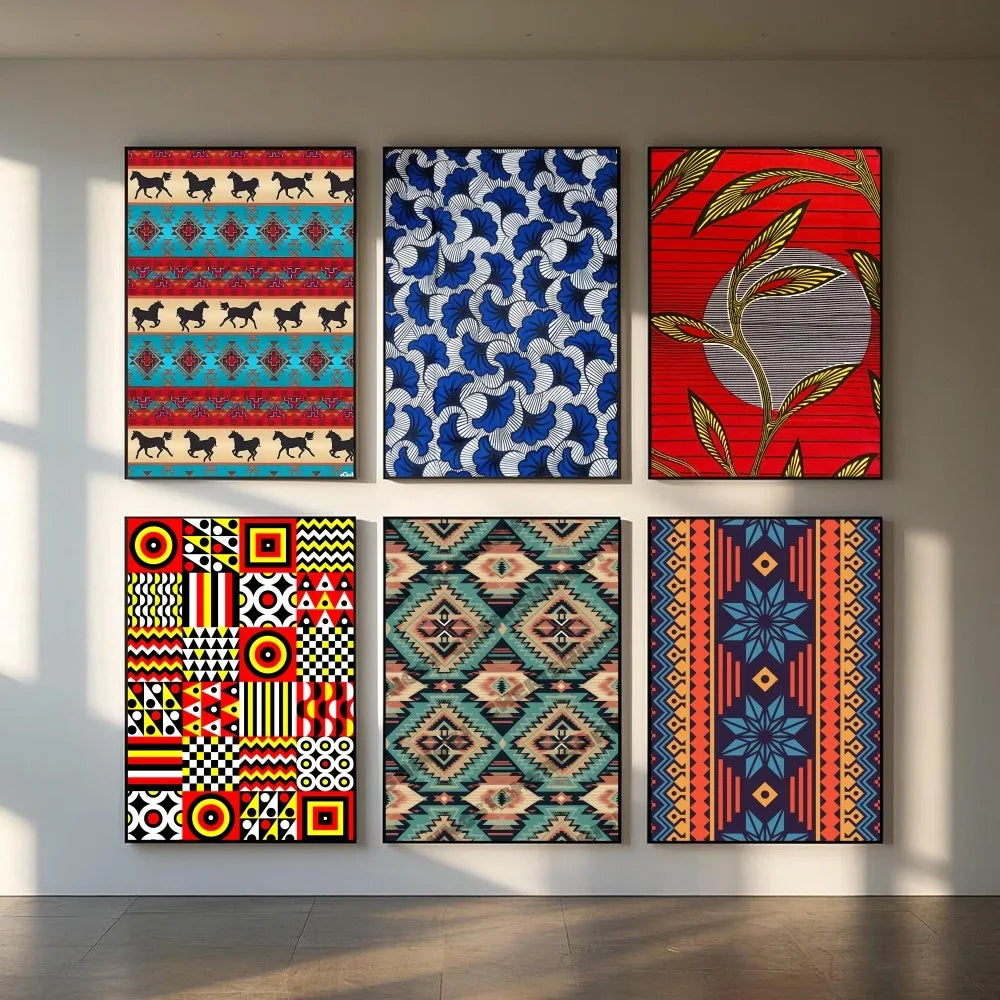 African Classic Fabric Kente Cloth Poster HD art sticky wall waterproof home living room bedroom bar aesthetic decoration Peaceful Pleasures Health and Wellness