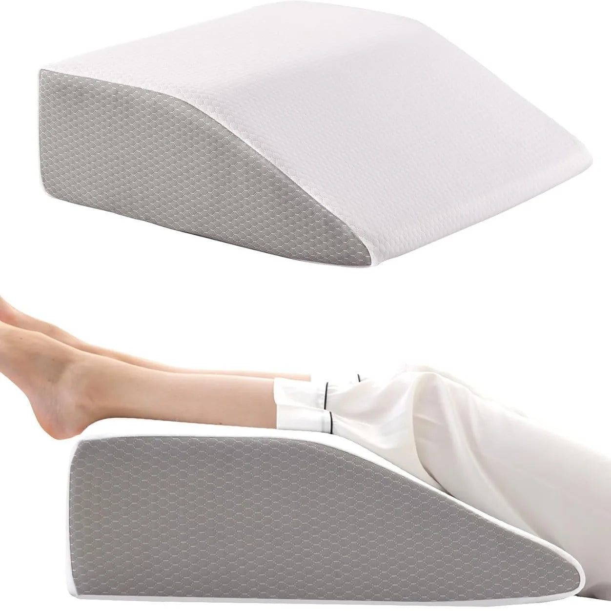 Leg Pillow, 8inch Leg Elevating Pillow for Legs,Rest, Sleeping,Leg Wedge Pillow for Side Sleeping, Memory Foam Leg Wedge Pillow Peaceful Pleasures Health and Wellness