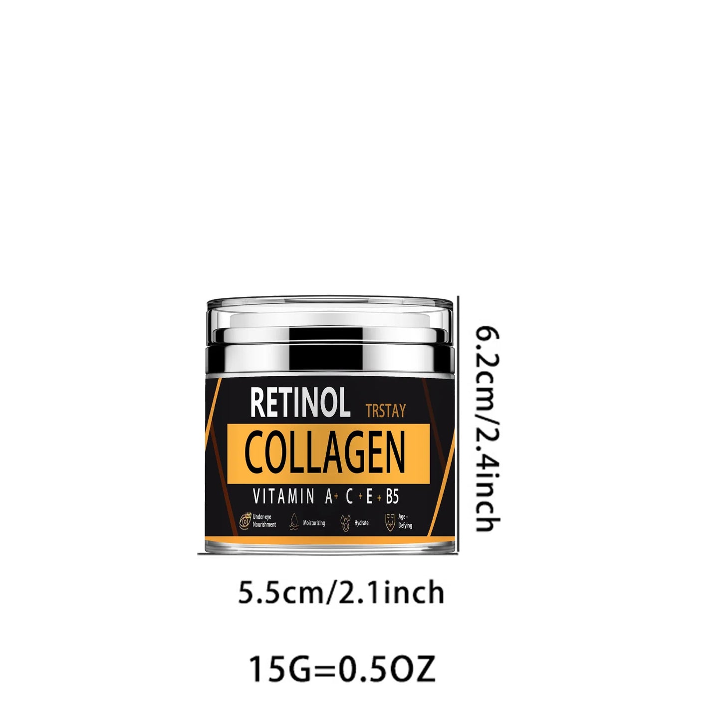 Retinol collagen face cream, mild and non irritating, tightens skin, brightens skin tone, and makes skin soft and delicate Peaceful Pleasures Health and Wellness 15G