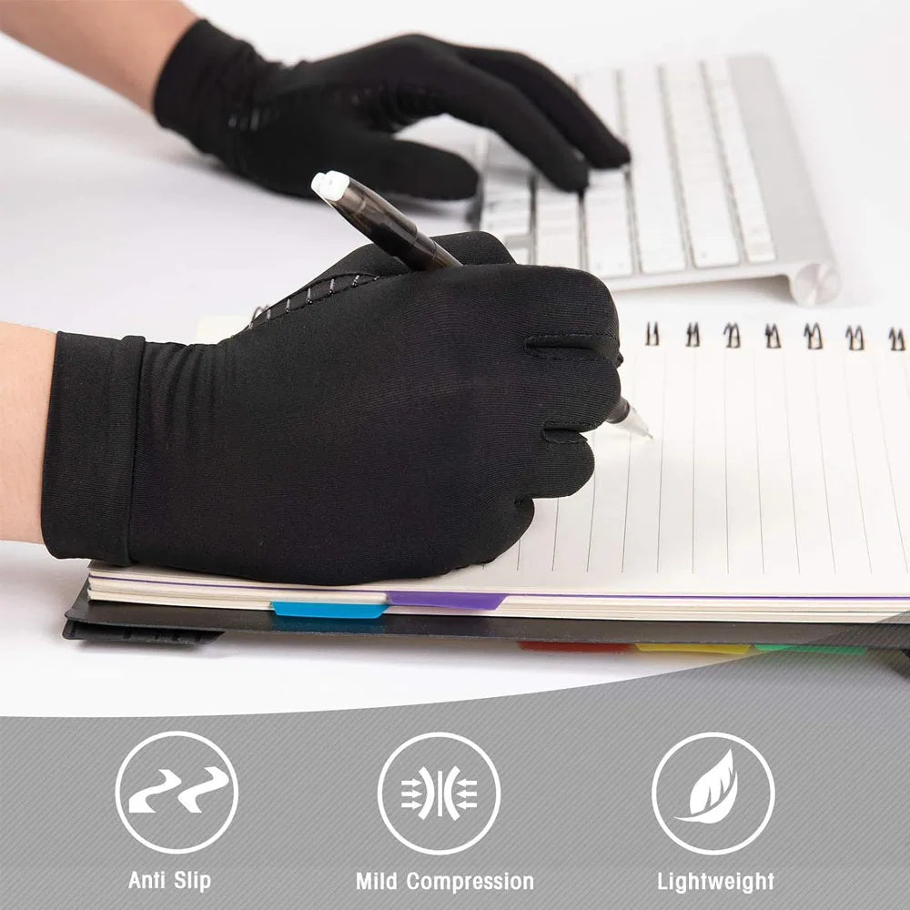 1Pair Copper Compression Gloves for Men and Women - Highest Copper Infused FULL FINGER Compression Gloves Hand Peaceful Pleasures Health and Wellness