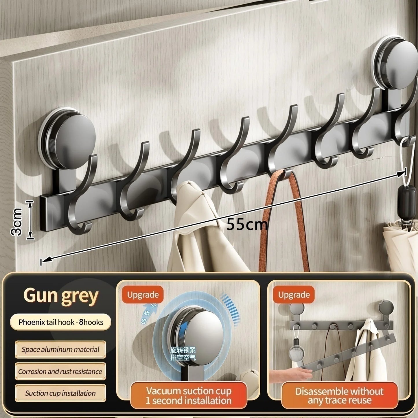 No-Drill Suction Cup Wall Hooks – Heavy Duty Aluminum Organizer