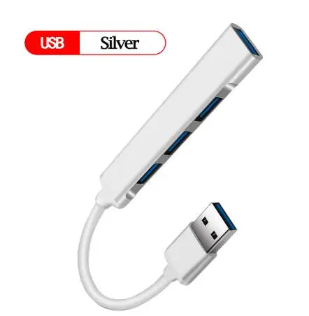 New USB 3.0 Hub 4 Port USB Hub High Speed Type C Splitter 5Gbps For PC Computer Accessories Multiport HUB 4 USB 3.0 2.0 Ports Peaceful Pleasures Health and Wellness USB-silver