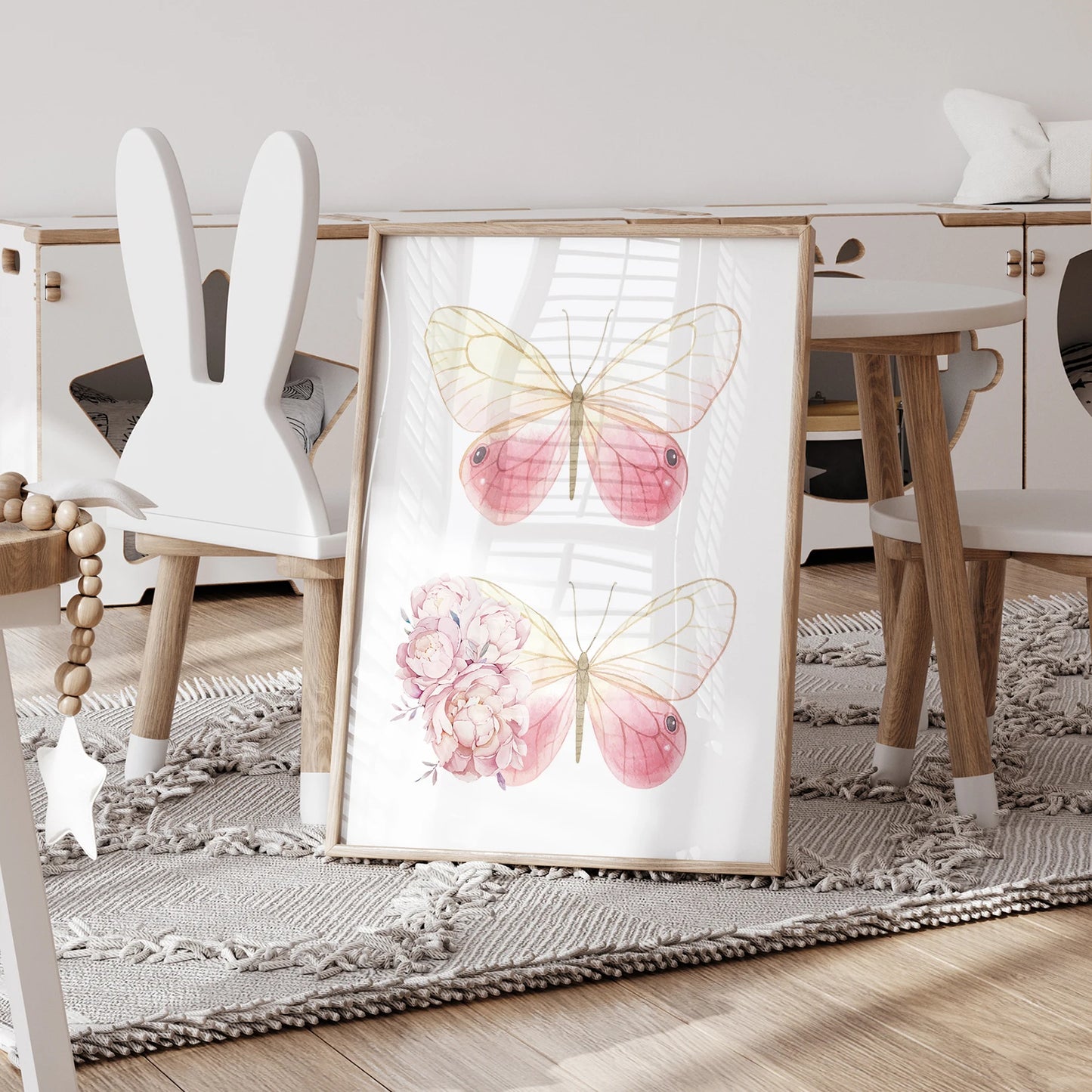 Personalized Pink Rainbow Butterfly 3-Piece Canvas Wall Art