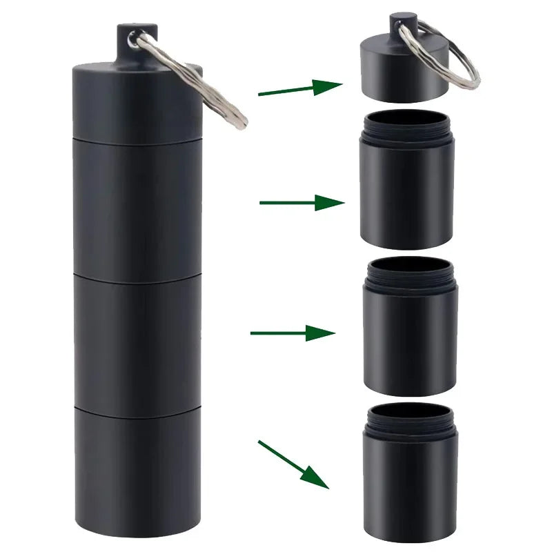 Mini Aluminum Waterproof Pill Box Portable Sealed 3 Hour Grid Daily Organizer Travel Medical Vitamin Fish Oil Peaceful Pleasures Health and Wellness