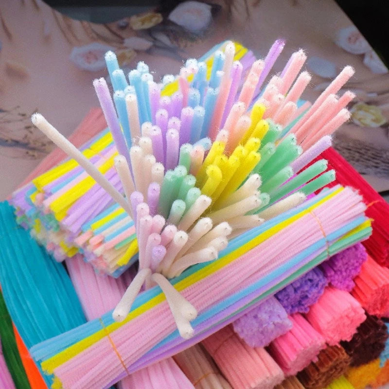 Macaron Fluffy Pipe Cleaners – Thick Plush DIY Craft Twist Sticks