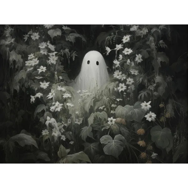 Vintage Spooky Halloween Prints Poster Dark Ghost Pumpkin Autumn Canvas Painting Moody Wall Art Gallery Living Room Home Deco Peaceful Pleasures Health and Wellness 6 50x70cm Unframed