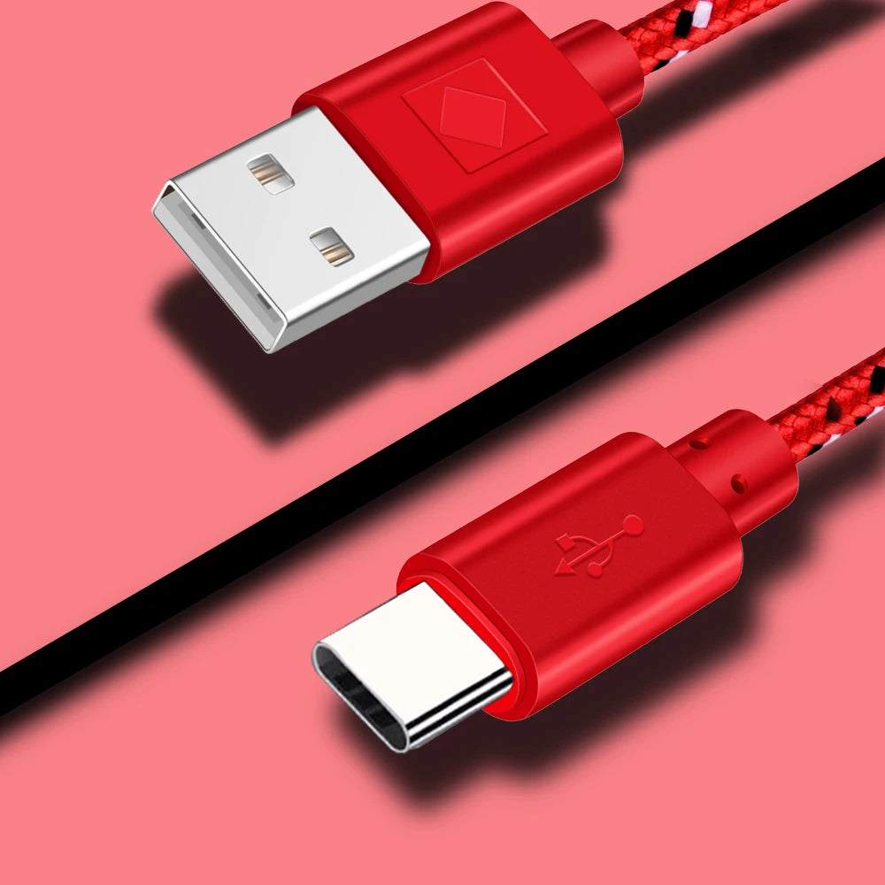 Nylon USB-C Fast Charging Cable 1M 2M 3M | Samsung Huawei