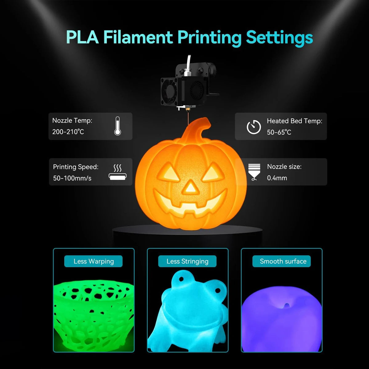 Glow in the Dark PLA Filament 1.75mm – 4 Colors for FDM Printers