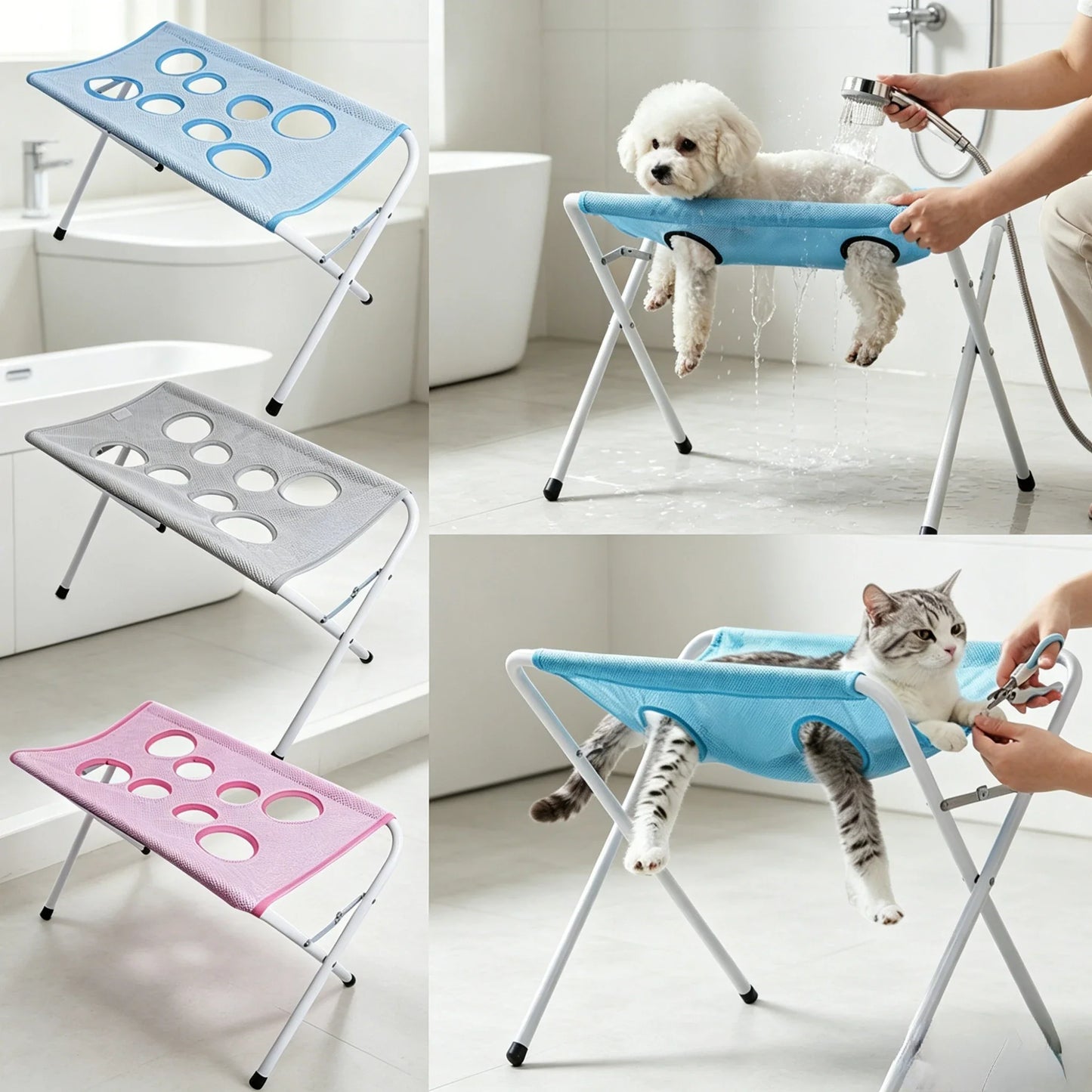 Foldable Pet Grooming Hammock Stand – Cats & Dogs Nail Trim