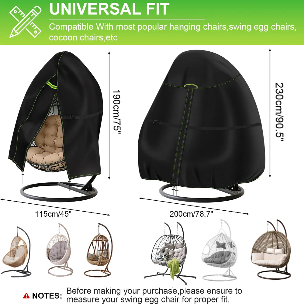Egg Chair Cover Waterproof 210D Outdoor Patio Rattan Hanging Cocoon Swing Chair Protector Oxford Fabric Anti-UV For 1/2 Seat Peaceful Pleasures Health and Wellness