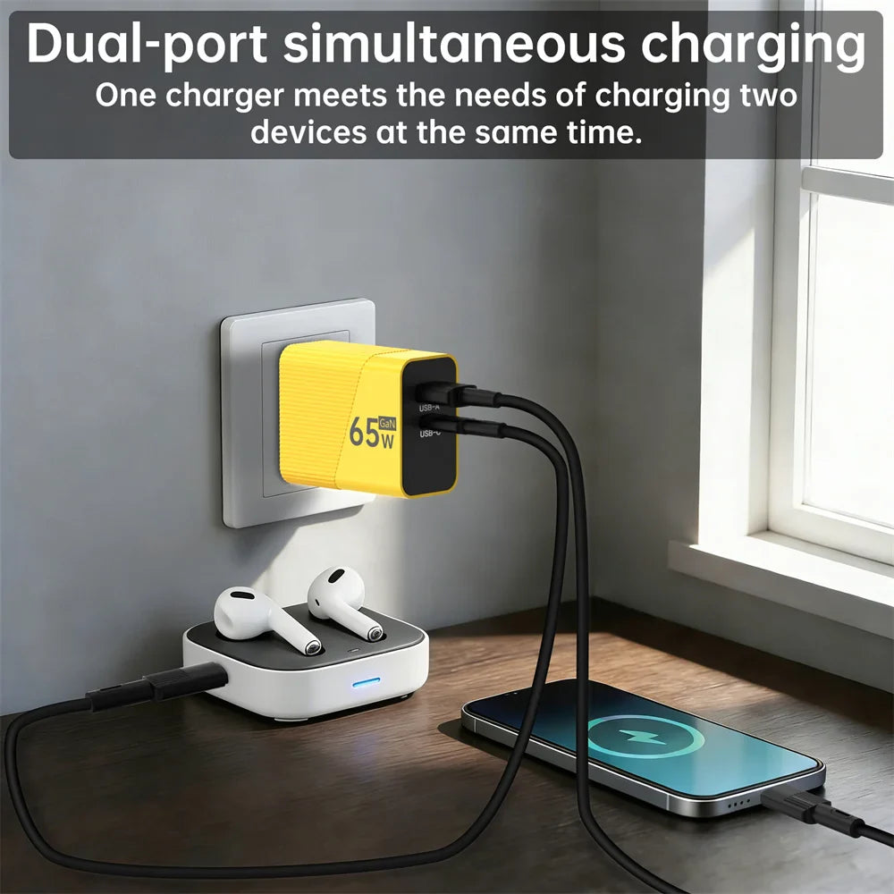 65W GaN USB-C Fast Charger – EU/US/UK Plug | iPhone & Samsung
