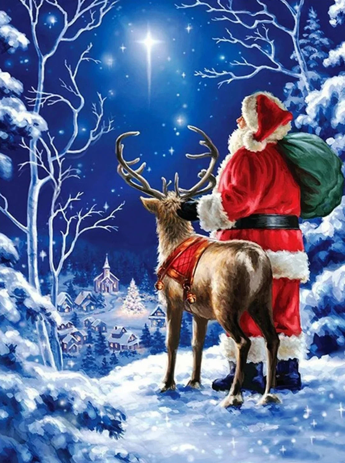 Santa Claus Diamond Painting Kit with Frame | Christmas Art