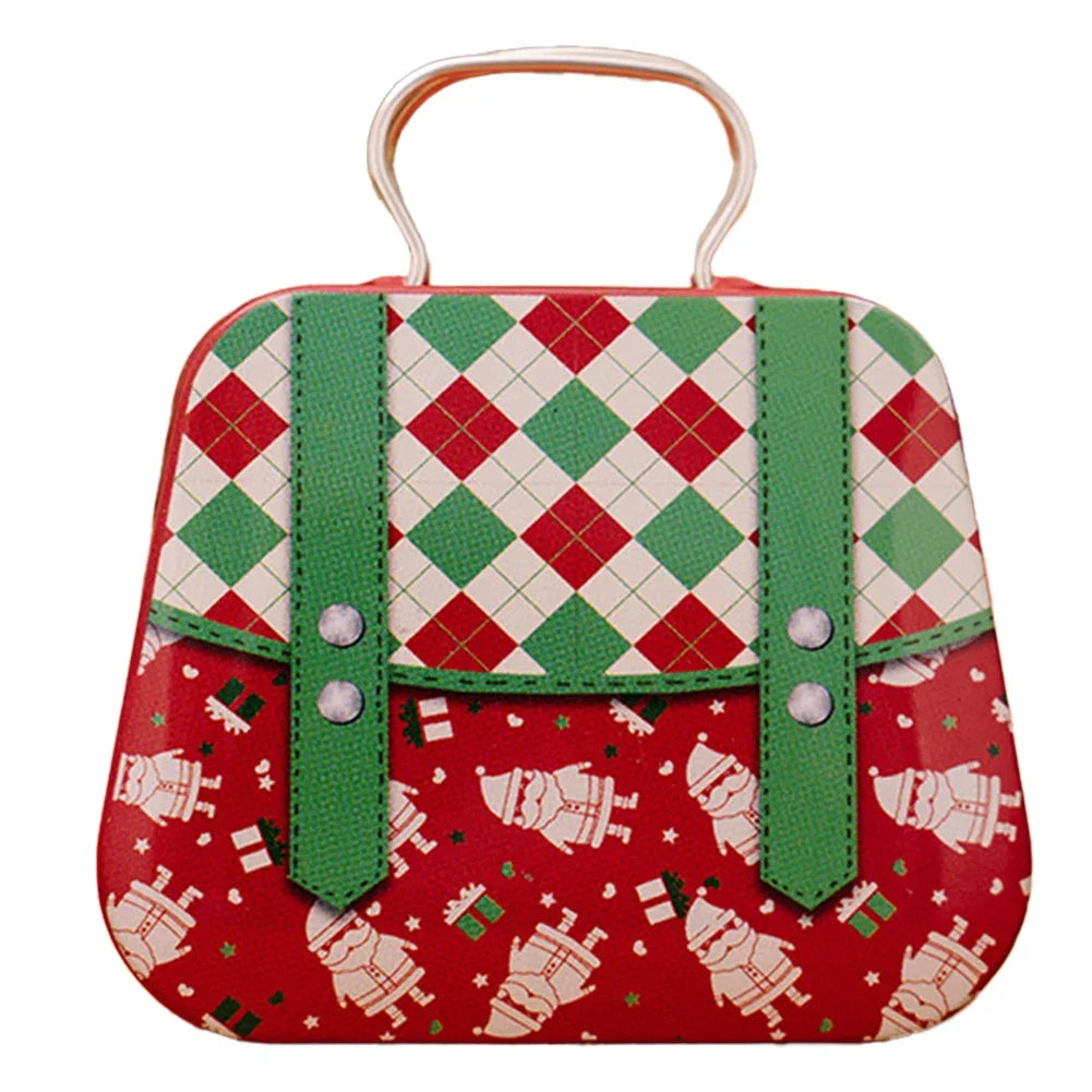 Christmas Metal Cookie Tin Box – Festive Handbag Treat Storage