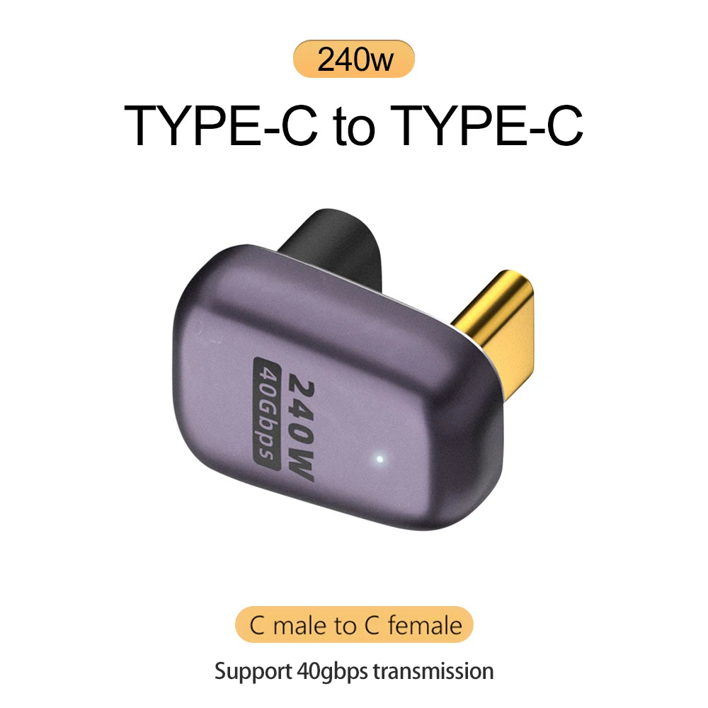 USB-C OTG Adapter 240W 40Gbps 8K 60Hz – 90/180° Elbow Peaceful Pleasures Health and Wellness Type 8