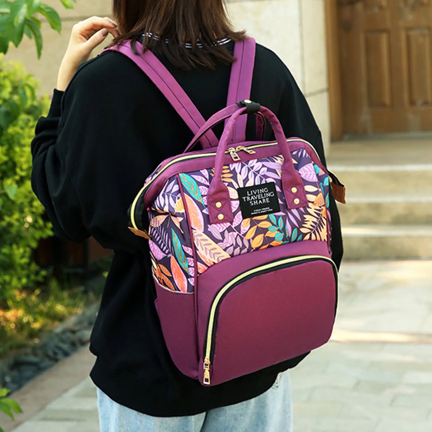 Maternity Travel Bag for Baby Essential Large Capacity Backpack with Anti-theft Back Pocket for Mothers Day Gifts Peaceful Pleasures Health and Wellness