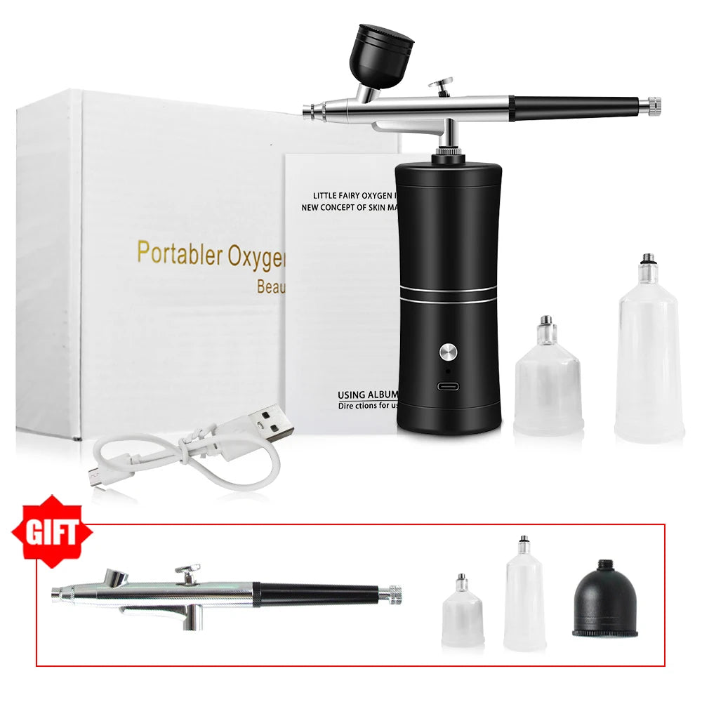 Airbrush with Compressor Airbrush Painting Mini Spray Gun for Painting Wireless Electric Paint Gun Airbrush Kit with Compressor Peaceful Pleasures Health and Wellness Black Kit
