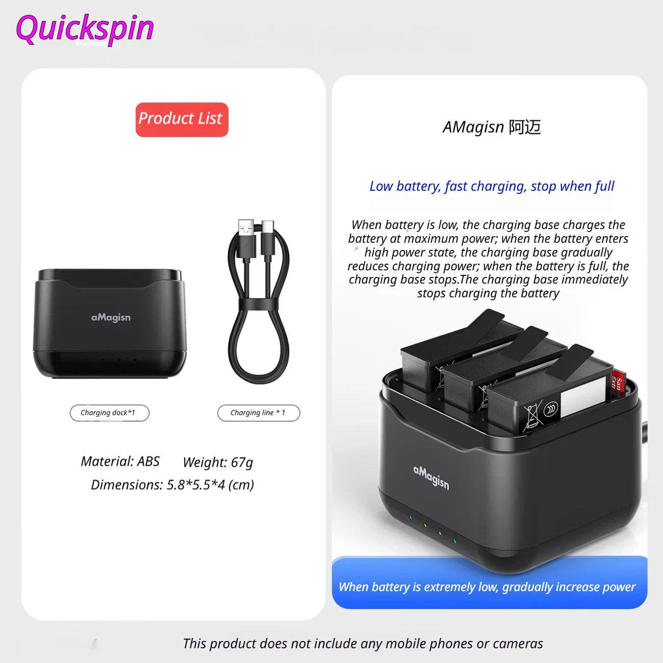 DJI Osmo Action 6/5 Pro/4/3 Triple Battery Charger + TF Card Case