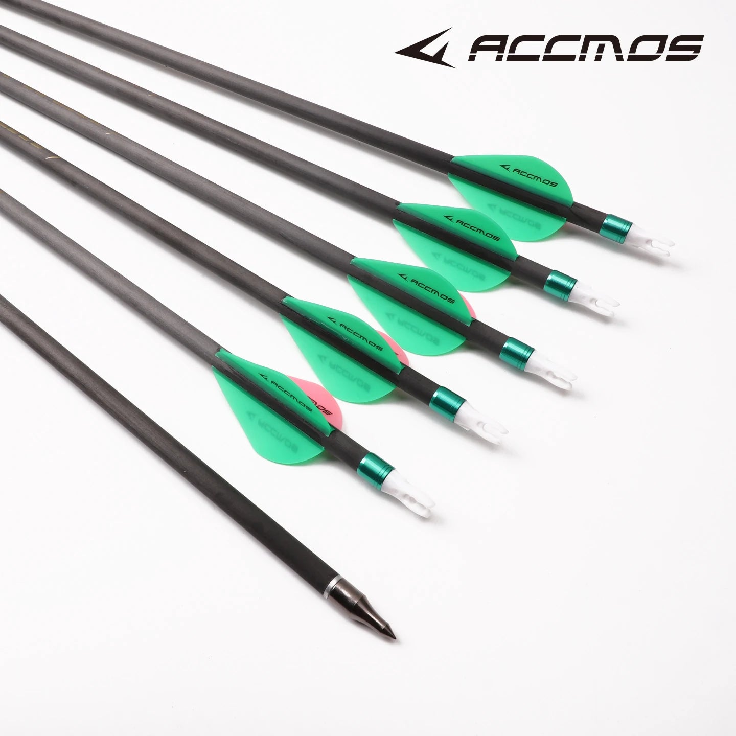 6 12 ACCMOS Beginner Arrow ID6 2 Spine 300 800 Green Pink Feather