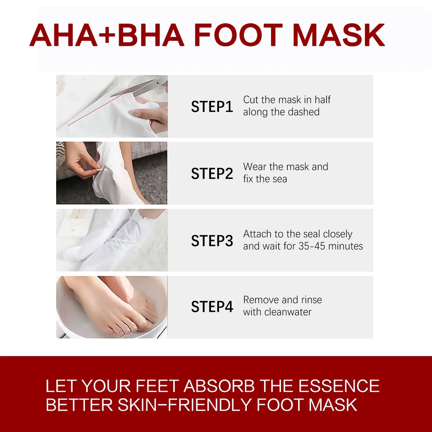 AHA Exfoliating Foot Peel Mask | Smooth Soft Feet – 5 or 10 Pairs