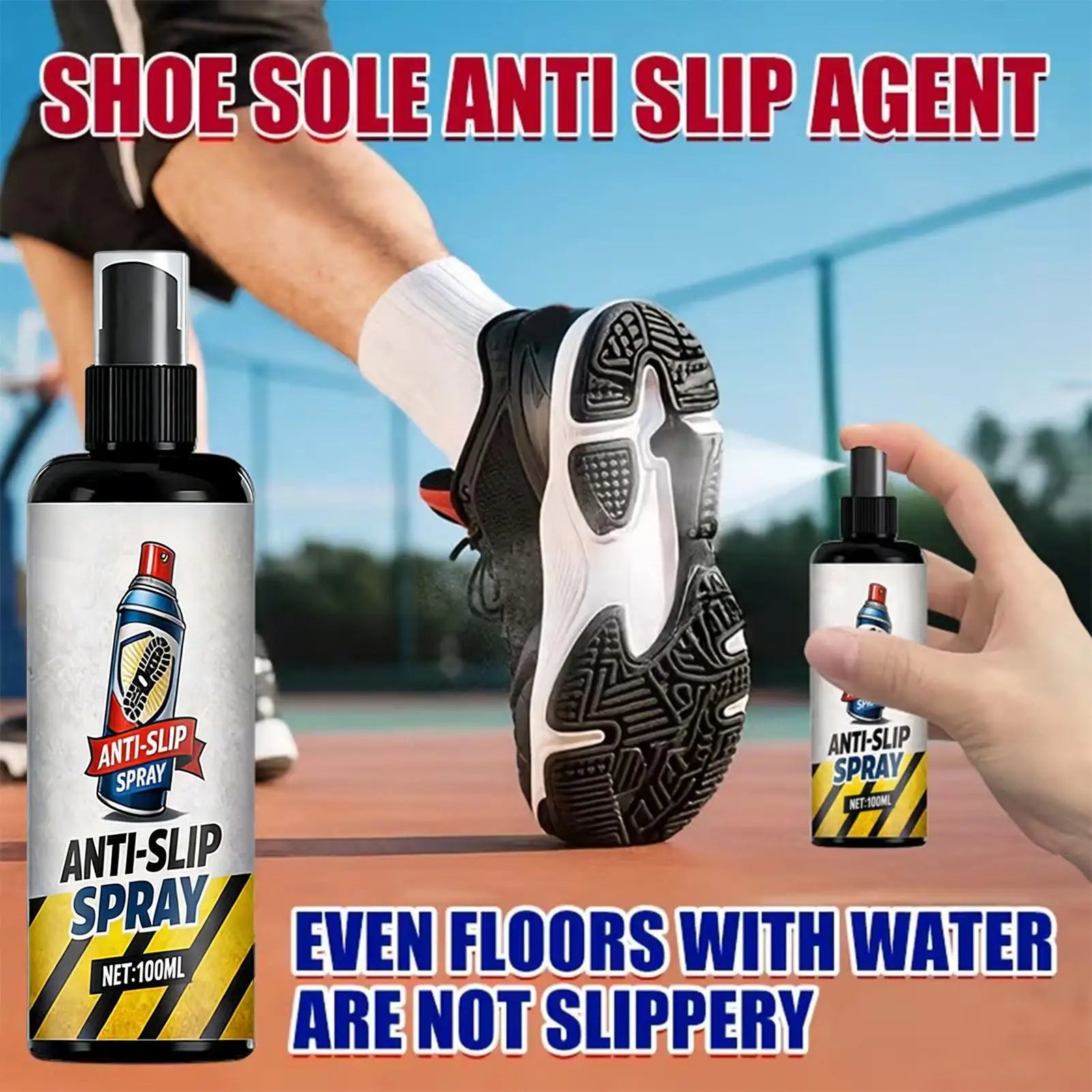 Basketball Shoe Grip Spray 100ml Footwear Traction Enhancer Non-Slip for Sneakers Boots Court Sports Volleyball Baseball Peaceful Pleasures Health and Wellness