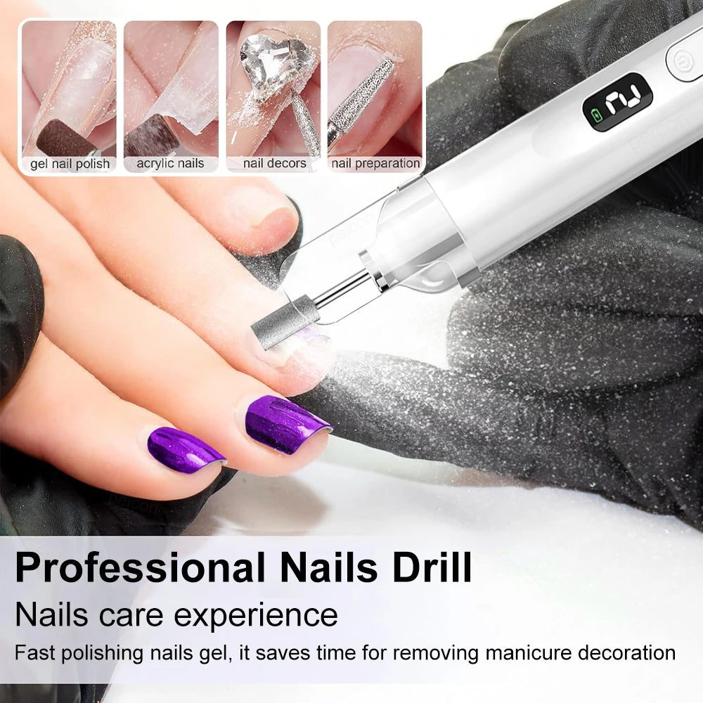 Nail Drill Machine Electric Nail Polisher Rechargeable Electric Nail File for Manicure Portable Nail Sander with UV Nail Lamp Peaceful Pleasures Health and Wellness
