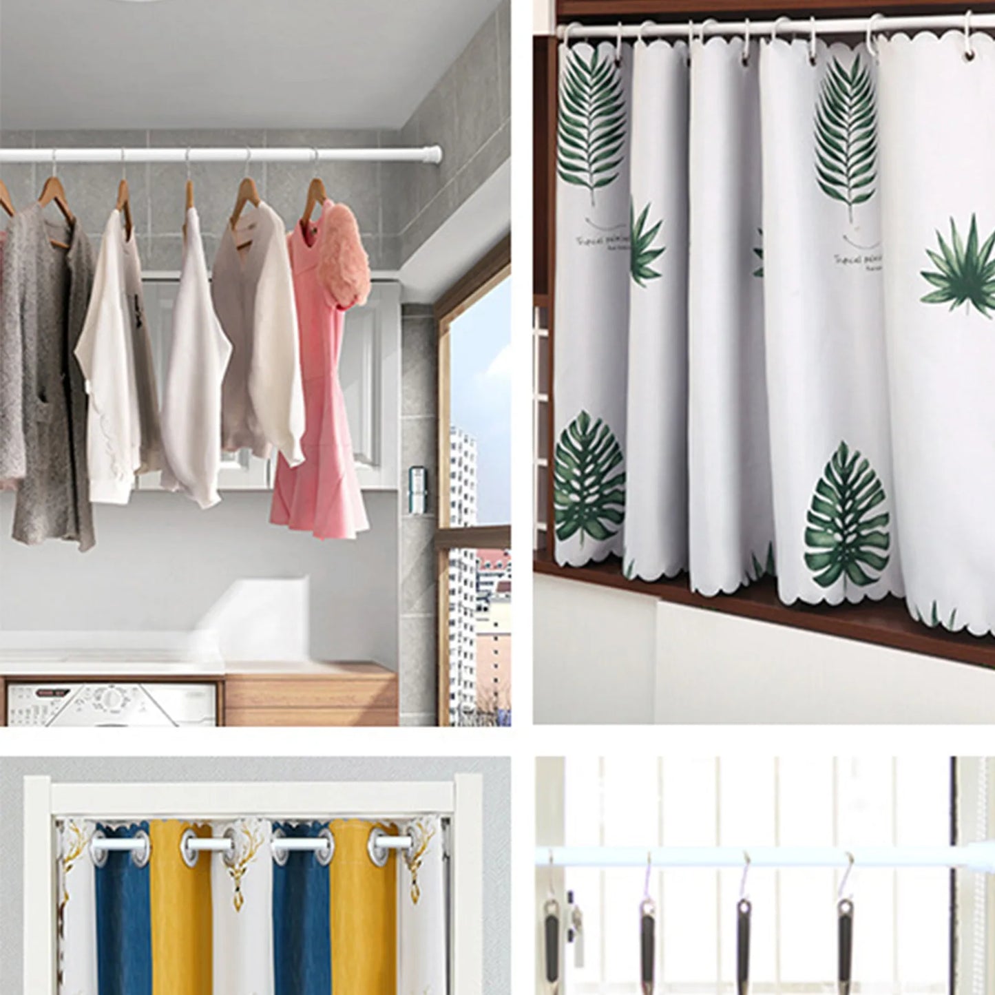 70-120cm Adjustable Metal Curtain Rod Lightweight Adjustable Curtain Telescopic Pole for Home Bathroom Bar Shower Peaceful Pleasures Health and Wellness
