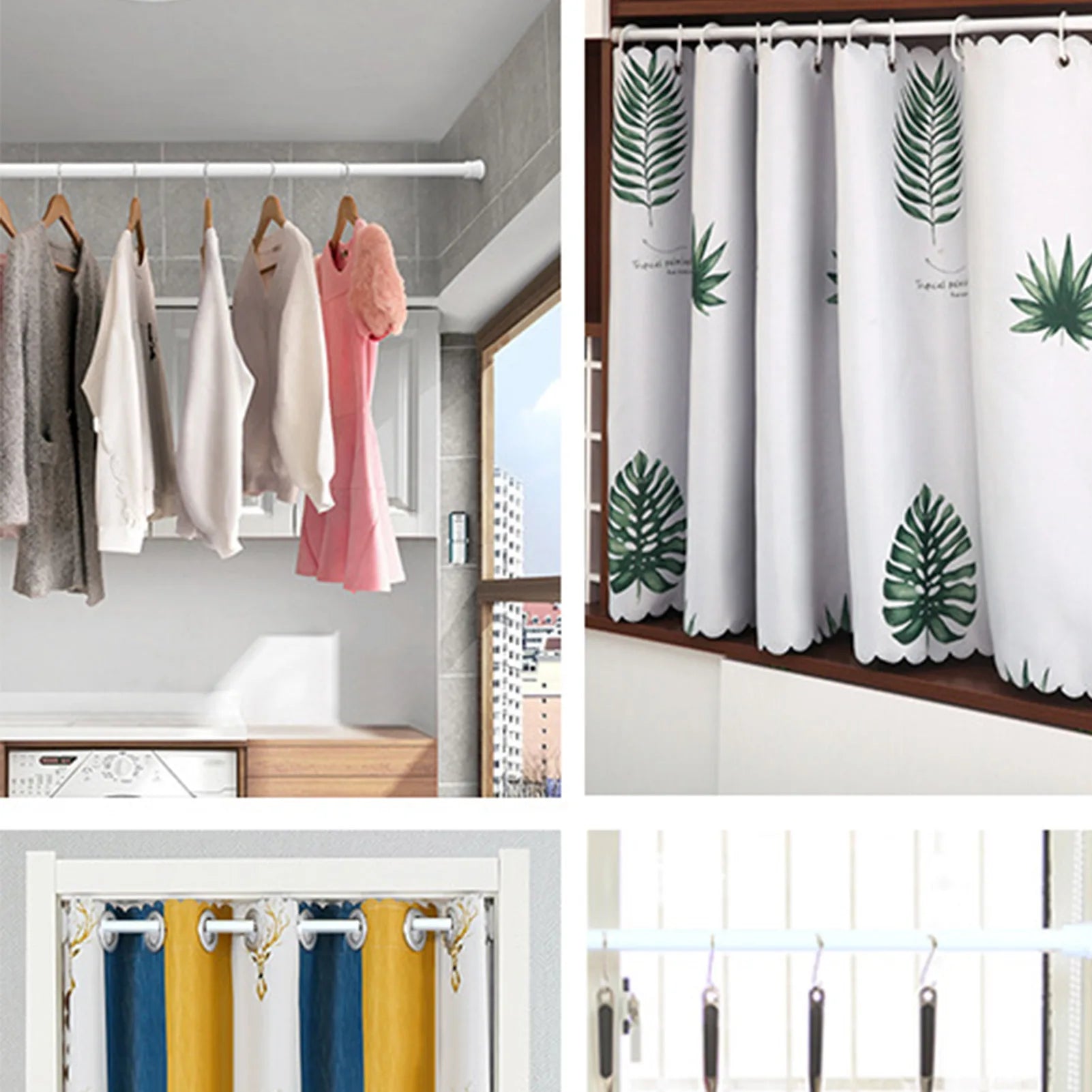 70-120cm Adjustable Metal Curtain Rod Lightweight Adjustable Curtain Telescopic Pole for Home Bathroom Bar Shower Peaceful Pleasures Health and Wellness