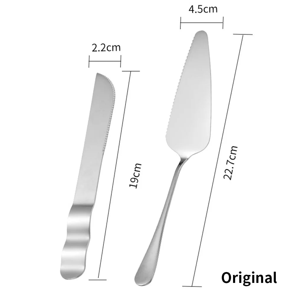 8-Piece Rose Gold Stainless Steel Cake Server & Knife Set – Wedding, Birthday & Pastry Tools