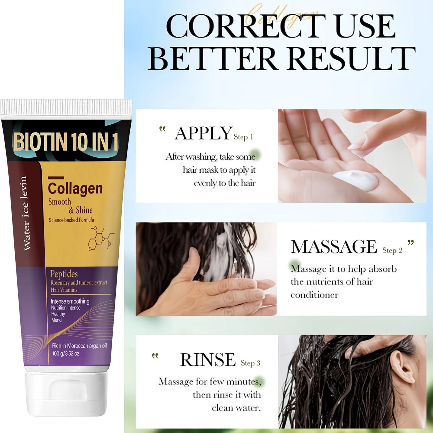 10-in-1 Biotin Hair Mask – Keratin & Collagen, All Hair Types Deep Hair Mask Peaceful Pleasures Health and Wellness