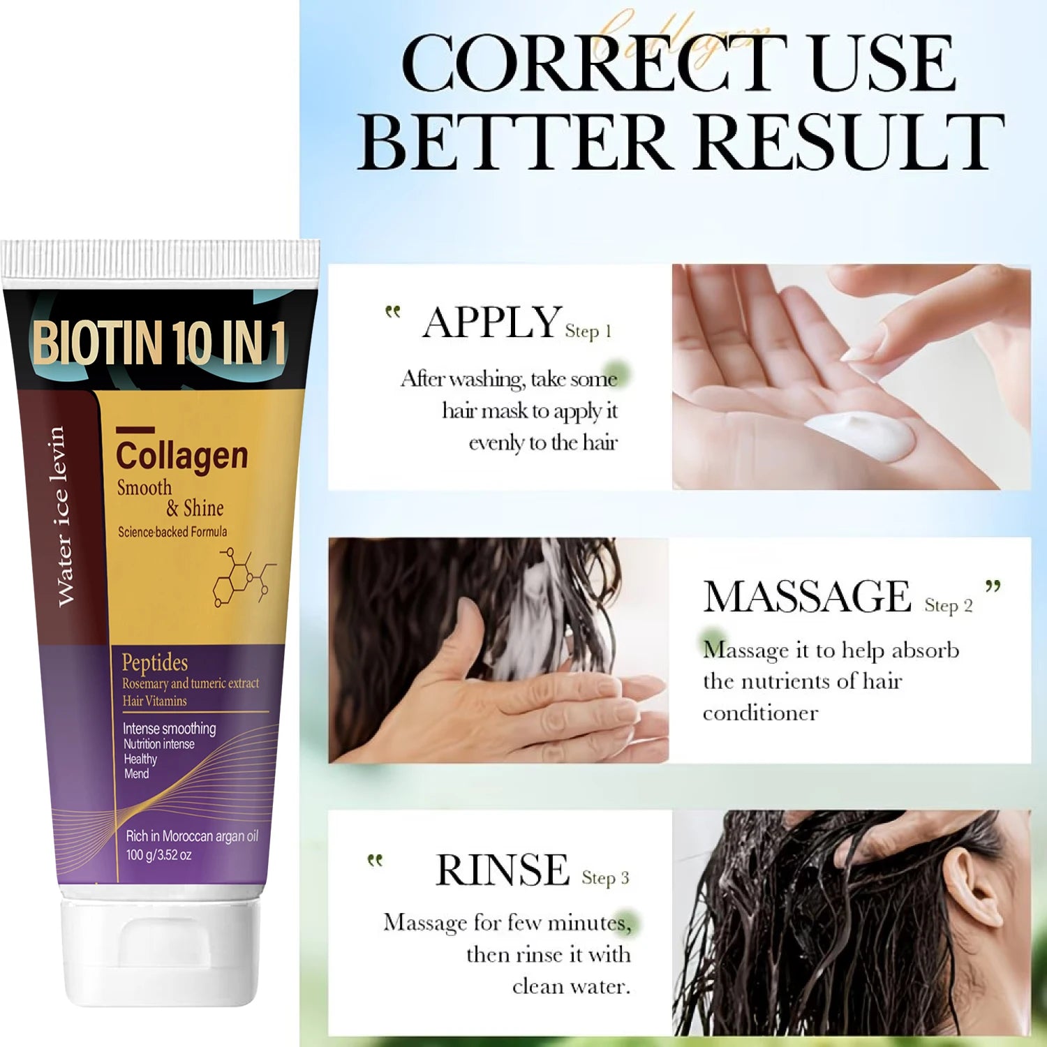 10-in-1 Biotin Hair Mask – Keratin & Collagen, All Hair Types Deep Hair Mask Peaceful Pleasures Health and Wellness