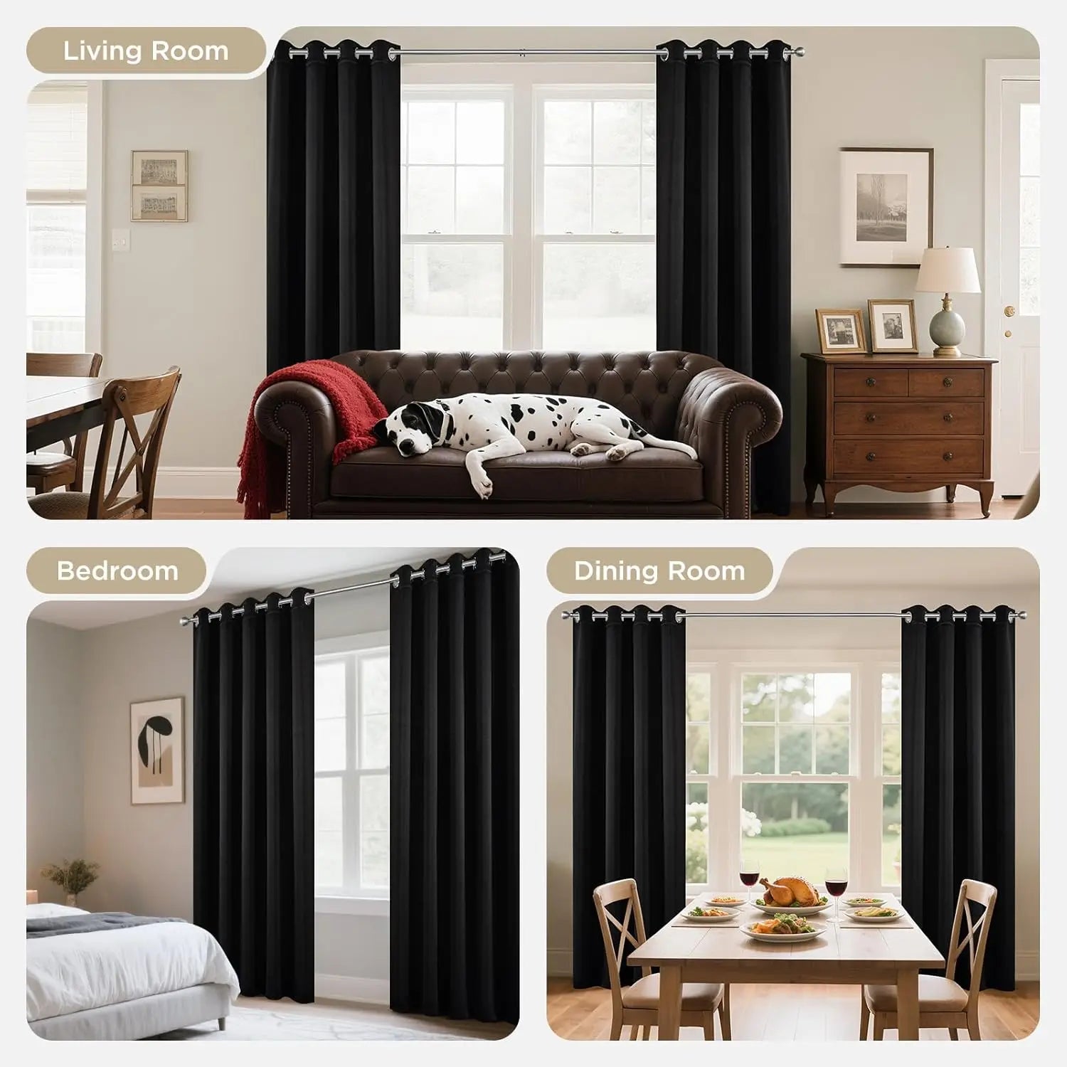 Blackout Thermal Curtains for Bedroom Drop Eyelet Curtains for Living Room Weave Textured Light Blocking Window Curtain Drapes Peaceful Pleasures Health and Wellness