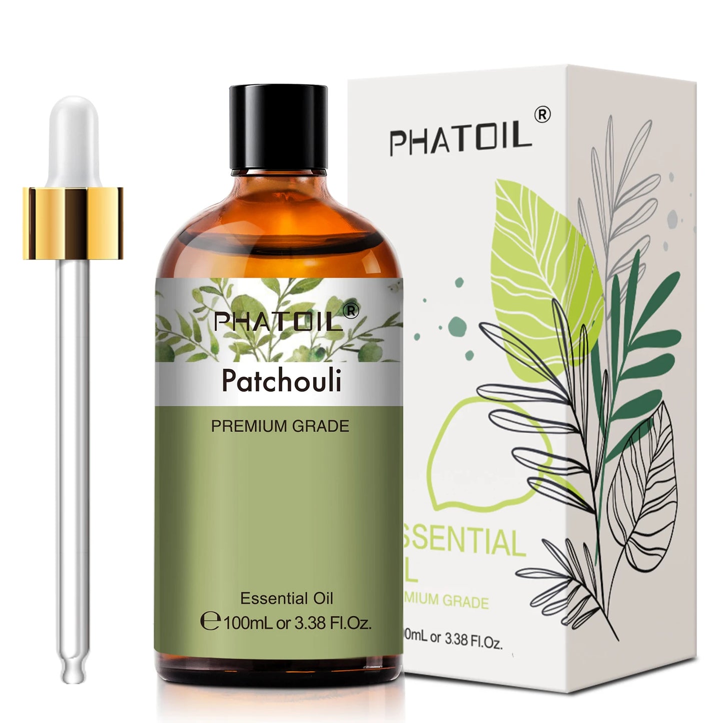 PHATOIL 100ml Pure Essential Oil Lavender Jasmine Vanilla Sandalwood Sweet Orange Lemon Aromatherpay Essential Oils For Diffuser Peaceful Pleasures Health and Wellness Patchouli United States 100ml