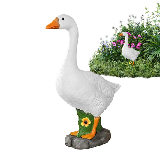 Outdoor Resin Goose Statue | Farmhouse Lawn Garden Ornament Garden Goose Statue Peaceful Pleasures Health and Wellness