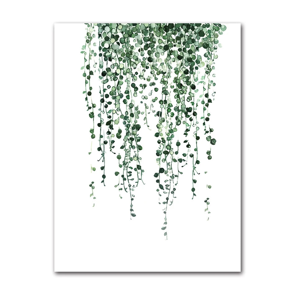 Nordic Tropical Plants Canvas Wall Art | Green Leaves Poster